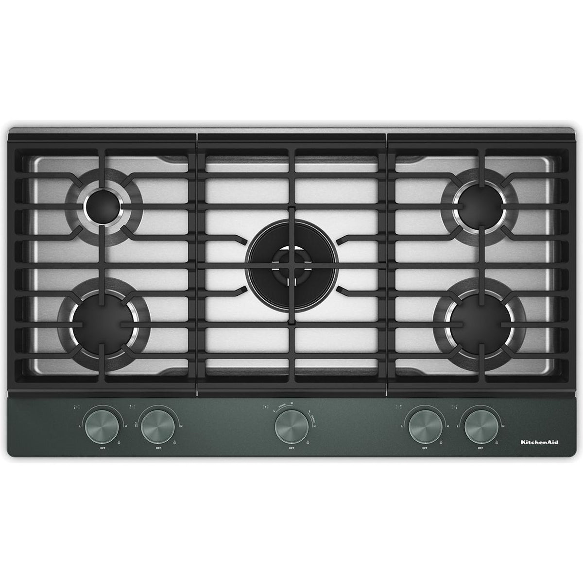 KitchenAid 36-inch Built-in Gas Cooktop with 5 Burners KCGK536SJP IMAGE 1