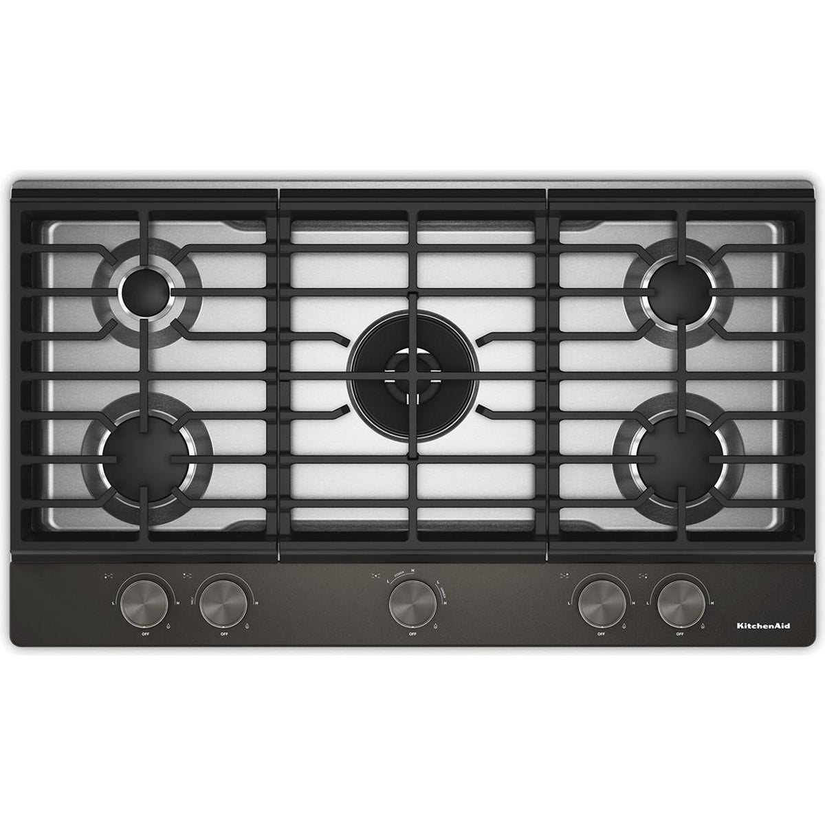 KitchenAid 36-inch Built-in Gas Cooktop with 5 Burners KCGK536SBE IMAGE 1