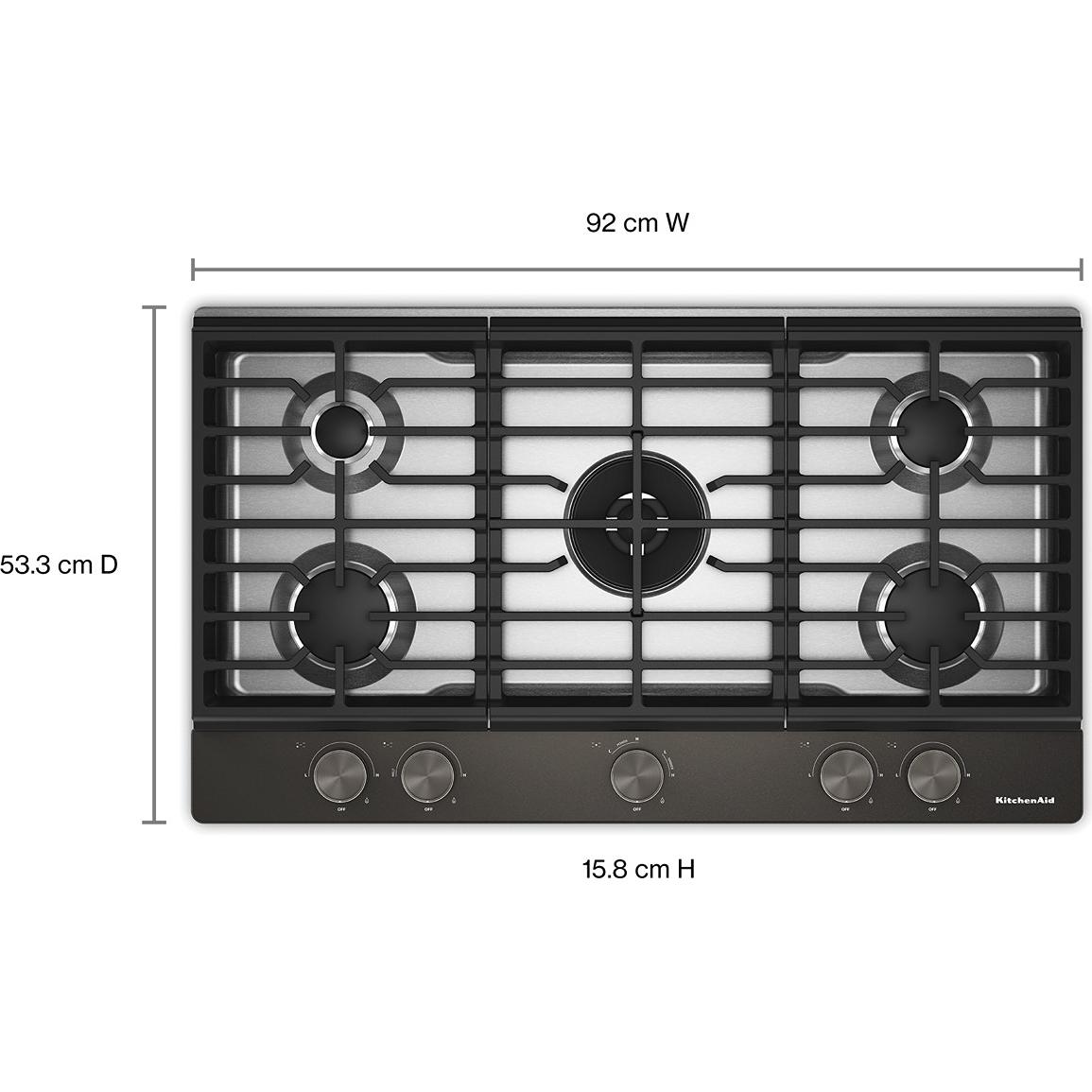 KitchenAid 36-inch Built-in Gas Cooktop with 5 Burners KCGK536SBE IMAGE 3