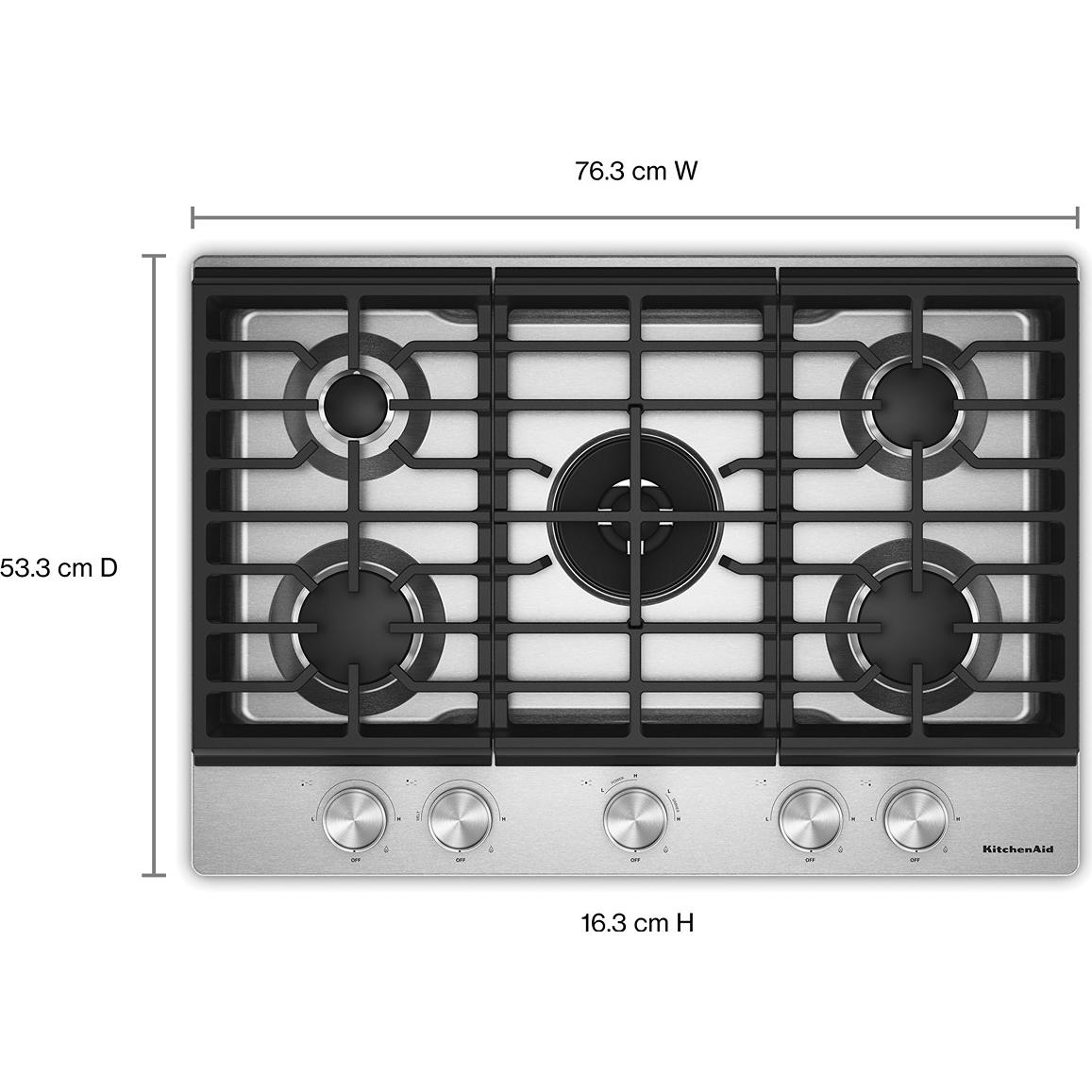 KitchenAid 30-inch Built-in Gas Cooktop with 5 Burners KCGK730SSS IMAGE 4