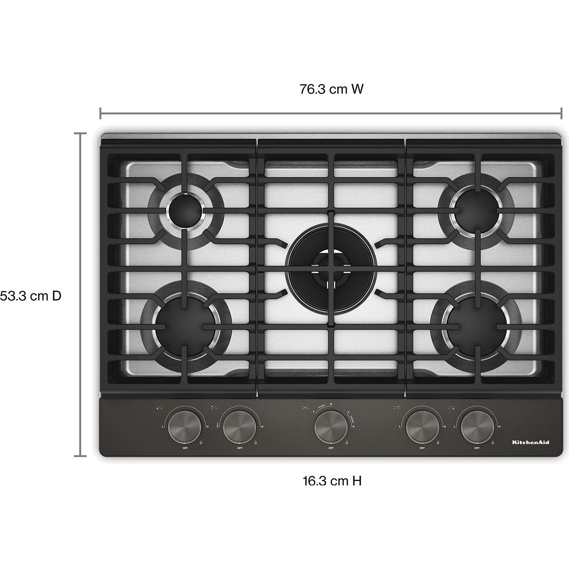 KitchenAid 30-inch Built-in Gas Cooktop with 5 Burners KCGK730SBE IMAGE 3