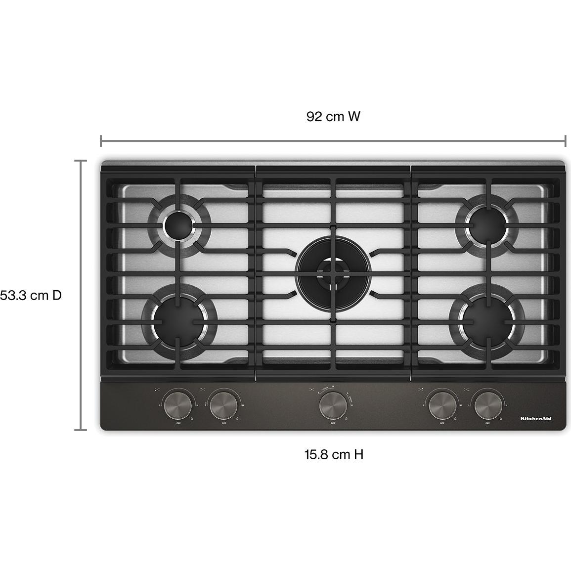 KitchenAid 36-inch Built-in Gas Cooktop with 5 Burners KCGK736SBE IMAGE 3