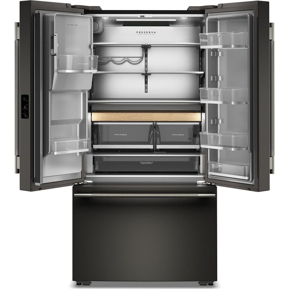 KitchenAid 36-inch, 23.1 cu. ft. Counter-Depth French 3-Door Refrigerator with External Water and Ice Dispensing System KRFC536SBE IMAGE 2