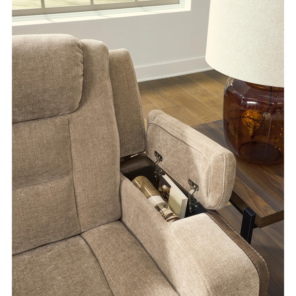 Signature Design by Ashley Mixed Motion PC8350418 Power Reclining Loveseat with Console & Adjutasble Headrest IMAGE 6