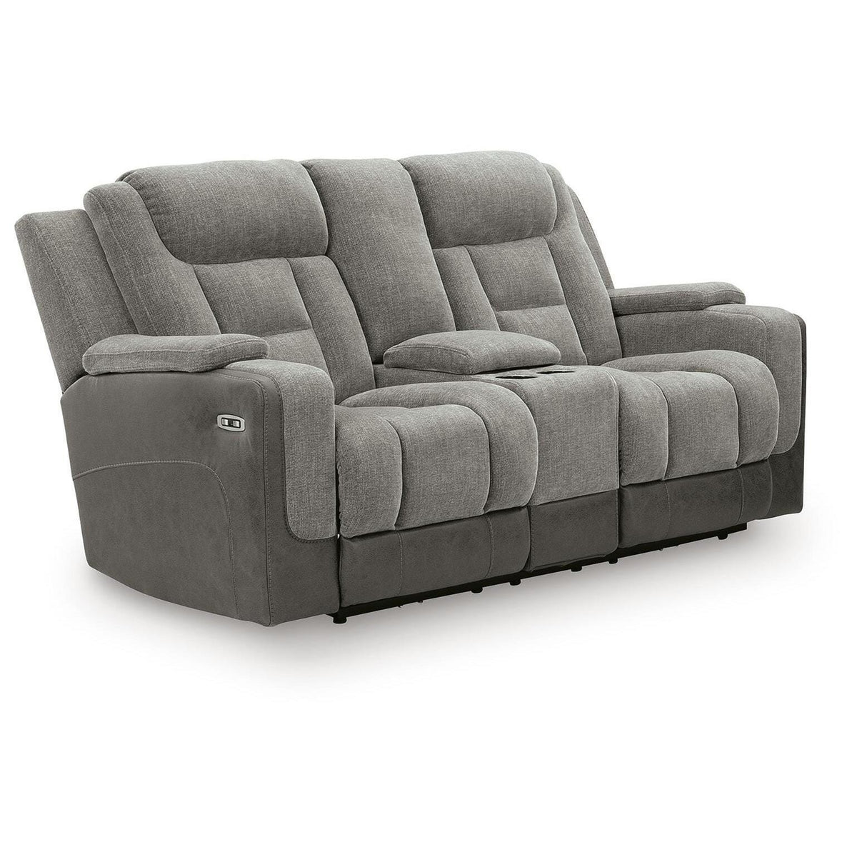 Signature Design by Ashley Mixed Motion PC8350518 Power Reclining Loveseat with Console & Adjutasble Headrest IMAGE 1