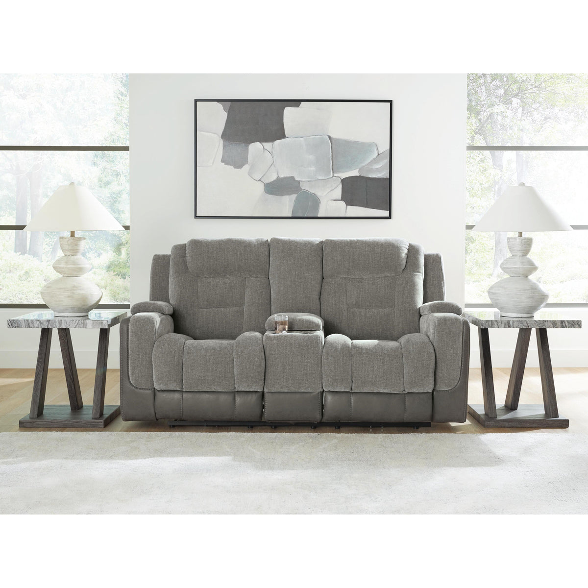 Signature Design by Ashley Mixed Motion PC8350518 Power Reclining Loveseat with Console & Adjutasble Headrest IMAGE 5
