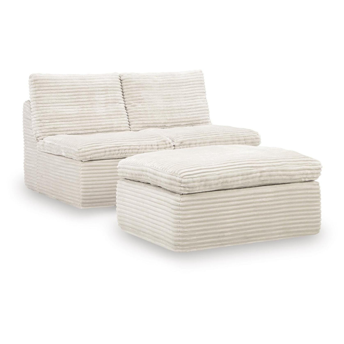Signature Design by Ashley Fannin PC8430431 2 Armless Chairs with Ottoman IMAGE 1