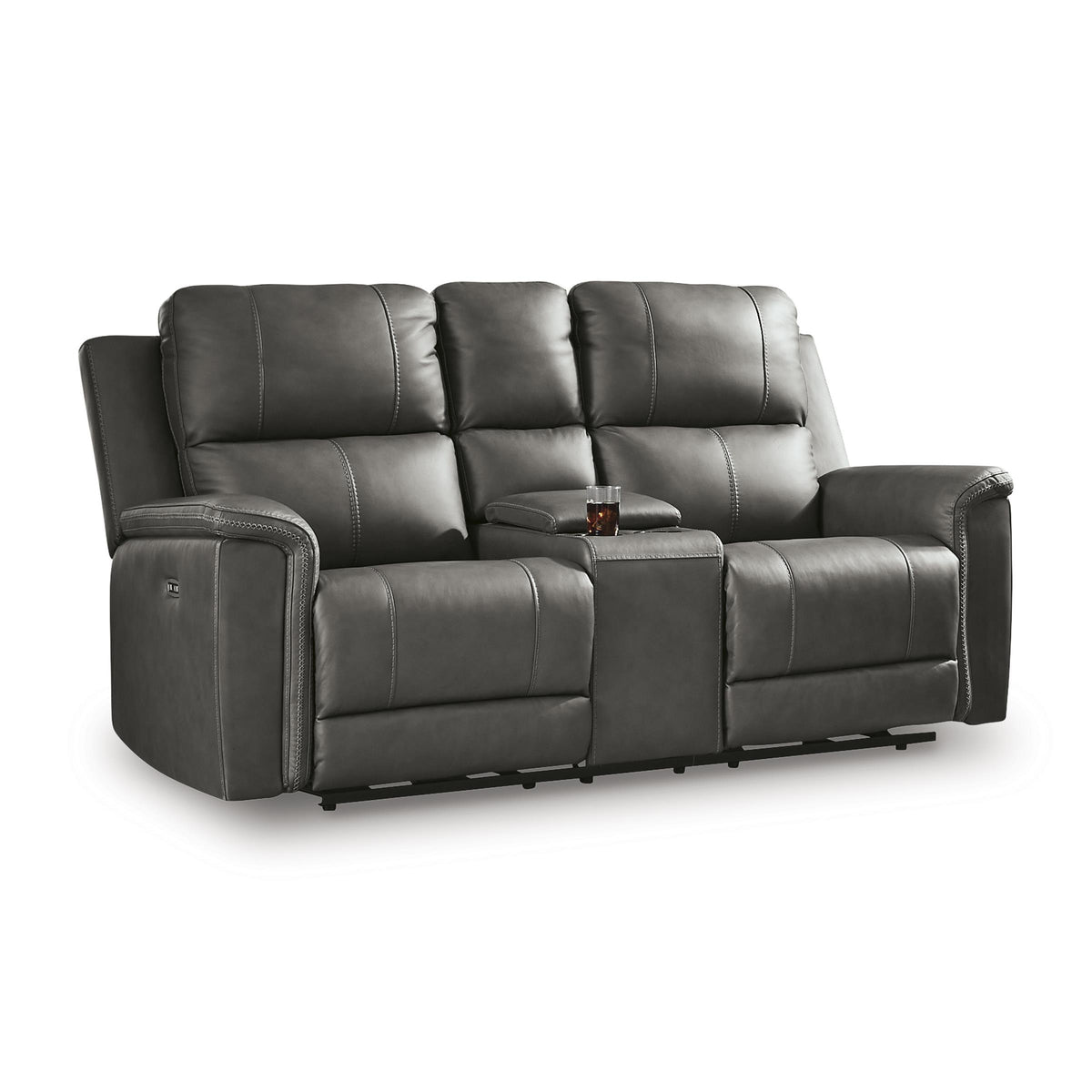 Signature Design by Ashley Bleckley Power Reclining Leather Match Loveseat with Console PCU1200018C IMAGE 1