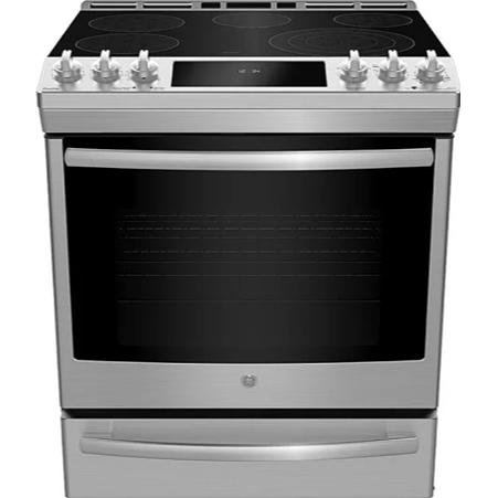 GE Profile 30-inch Slide-in Electric Range with True European Convection Technology PCS930YZFS IMAGE 1