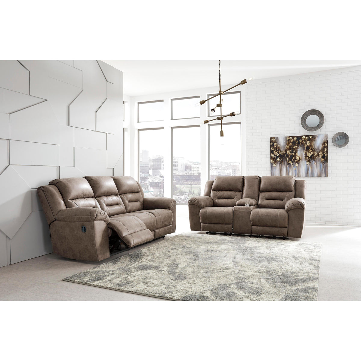  Signature Design by Ashley Stoneland 39905U1 2 pc Reclining Living Room Set - Fossil IMAGE 2