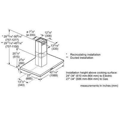  Bosch 42-inch 800 Series Island Hood HIB82651UC IMAGE 3