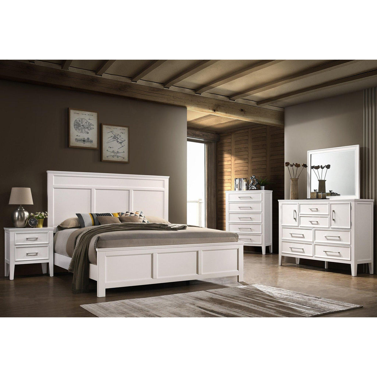  New Classic Furniture Andover B677W 6 pc King Panel Bedroom Set IMAGE 1