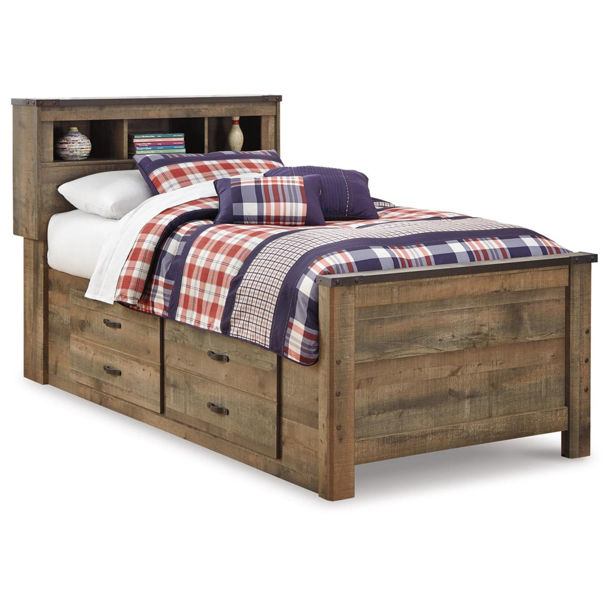  Signature Design by Ashley Trinell B446B17 Twin Bookcase Bed with 2 Storage Drawers IMAGE 1