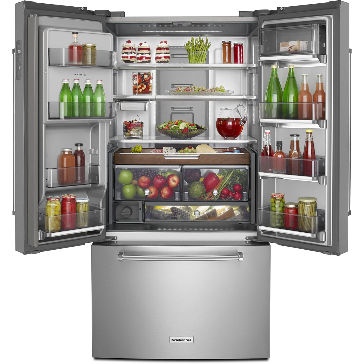  KitchenAid 36-inch, 23.8 cu. ft. Counter-Depth French 3-Door Refrigerator with Ice and Water Dispensing System KRFC704FPS IMAGE 3
