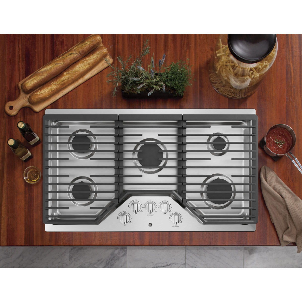  GE 36-inch Built-In Gas Cooktop JGP5036SLSS IMAGE 7