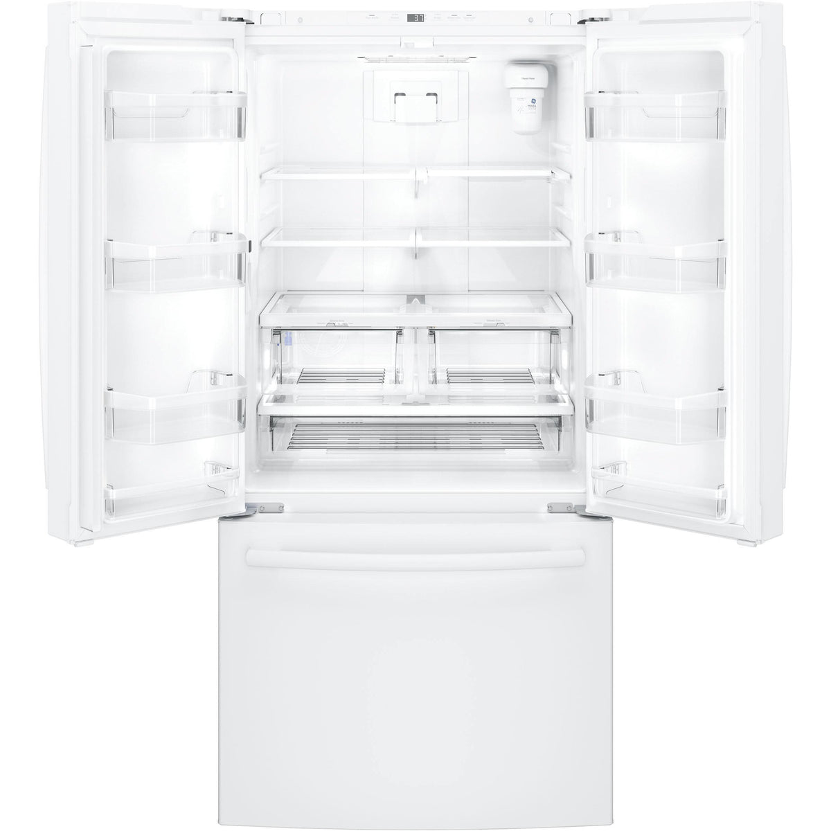  GE 33-inch, 18.6 cu. ft. Counter-Depth French-Door Refrigerator with Ice Maker GWE19JGLWW IMAGE 2