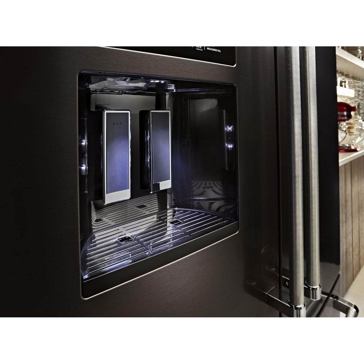  KitchenAid 36-inch, 26.8 cu. ft. Freestanding French Door 3-Door Refrigerator with Exterior Ice and Water Dispensing System KRFF507HBS IMAGE 12