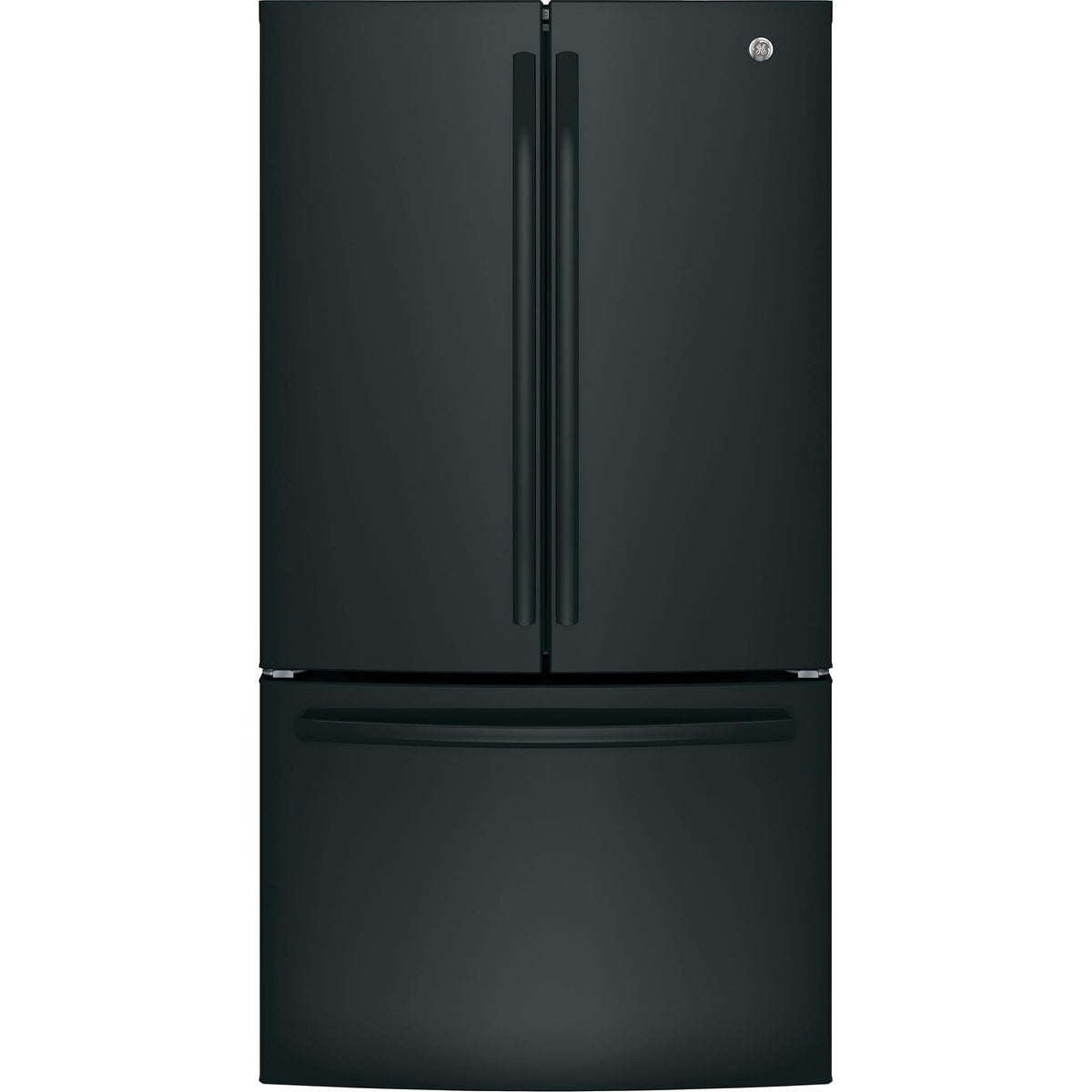 GE 36-inch, 27 cu.ft. Freestanding French 3-Door Refrigerator with Internal Water Dispenser GNE27JGMBB IMAGE 1