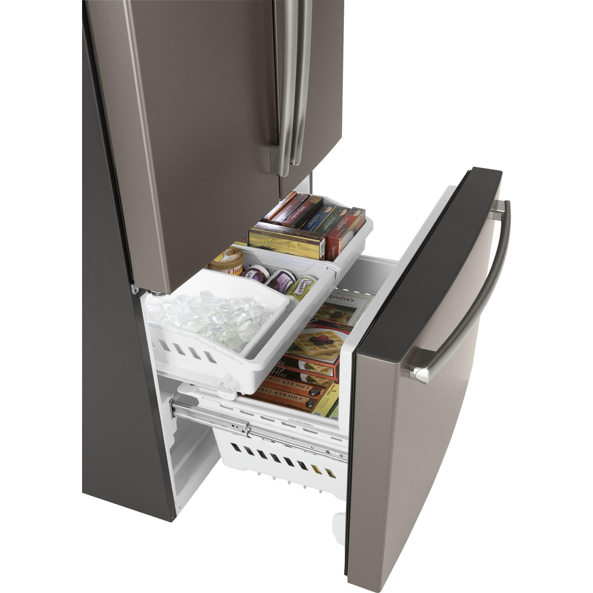  GE 36-inch, 27 cu.ft. Freestanding French 3-Door Refrigerator with Internal Water Dispenser GNE27JMMES IMAGE 8
