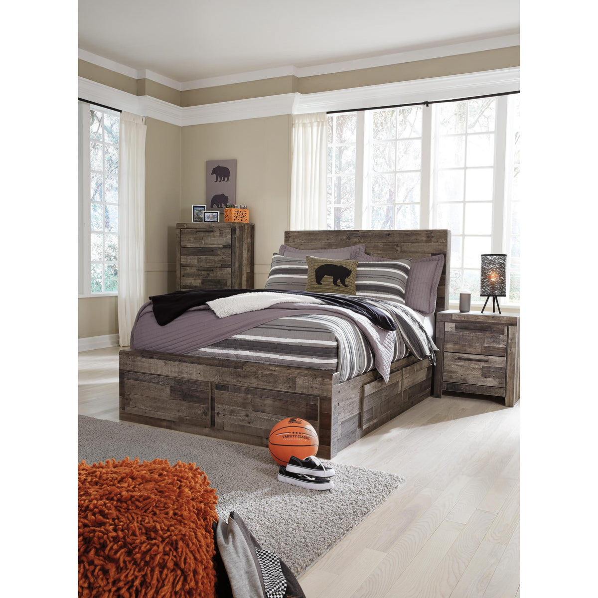  Benchcraft Derekson B200B10 Full Panel Bed with 6 Storage Drawers IMAGE 4