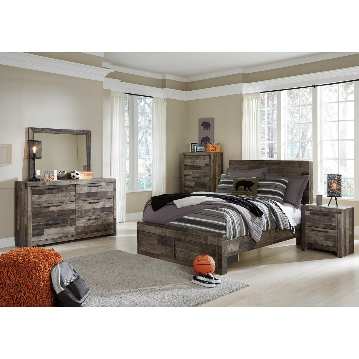  Benchcraft Derekson B200B16 Full Panel Bed with 2 Storage Drawers IMAGE 4