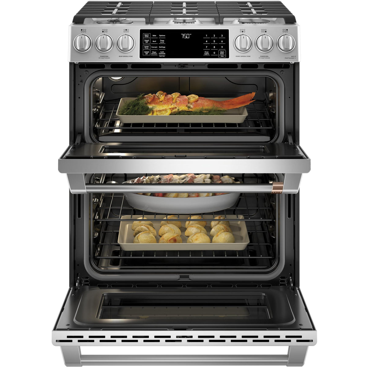  Café 30-inch Slide-in Gas Double Oven Range with Convection Technology CCGS750P2MS1 IMAGE 4