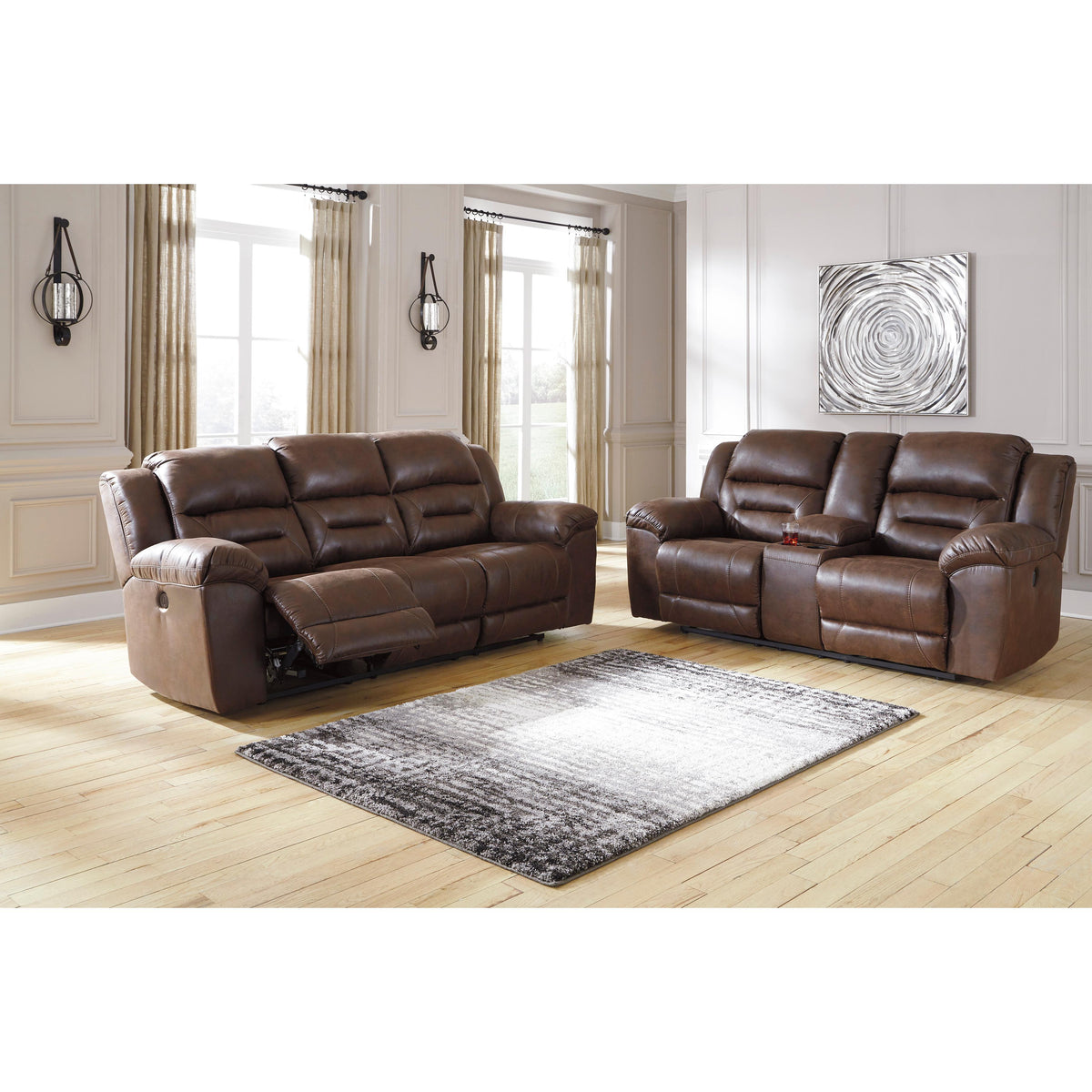  Signature Design by Ashley Stoneland Power Reclining Leather Look Loveseat with Console 3990496 IMAGE 7
