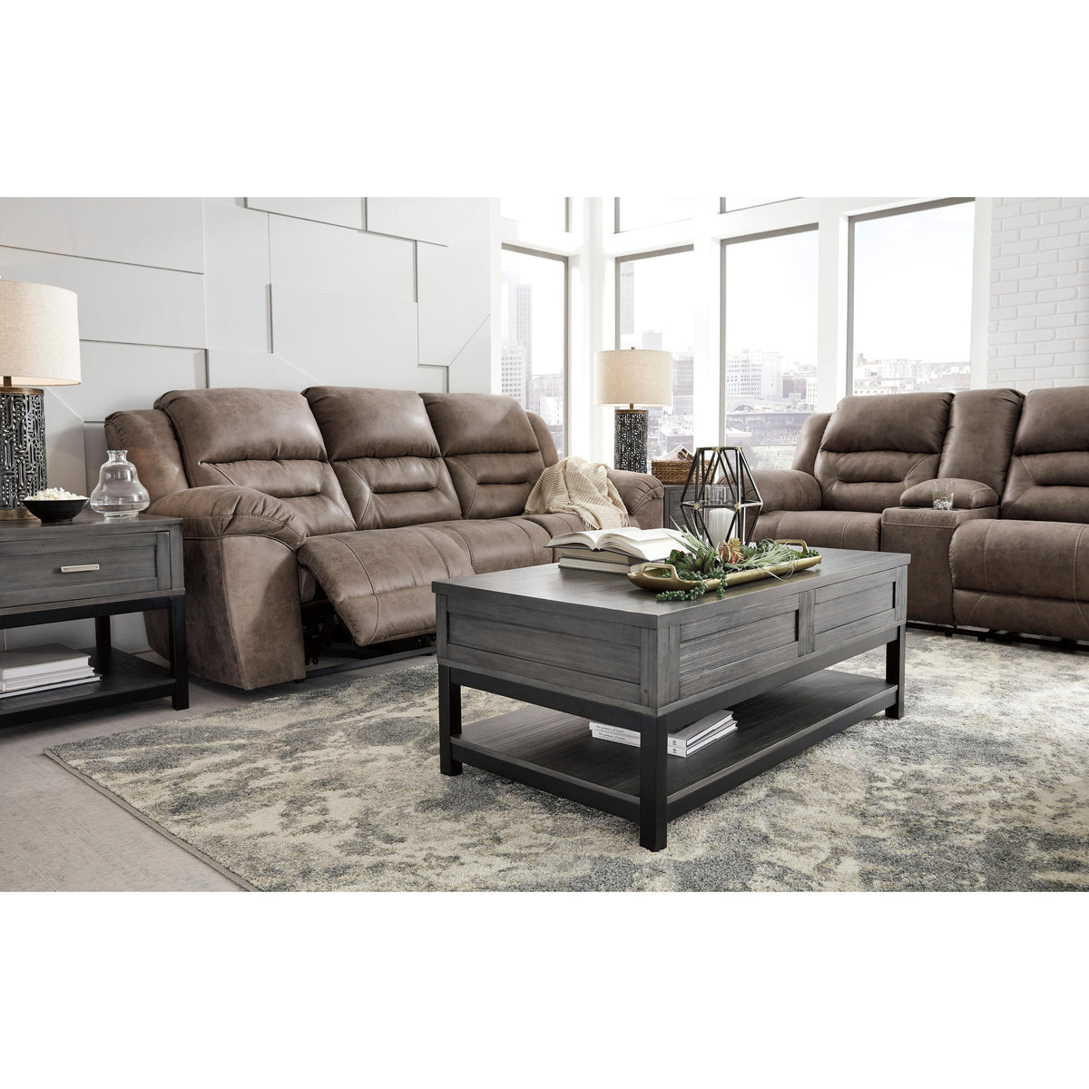  Signature Design by Ashley Stoneland Power Reclining Leather Look Loveseat with Console 3990596 IMAGE 8
