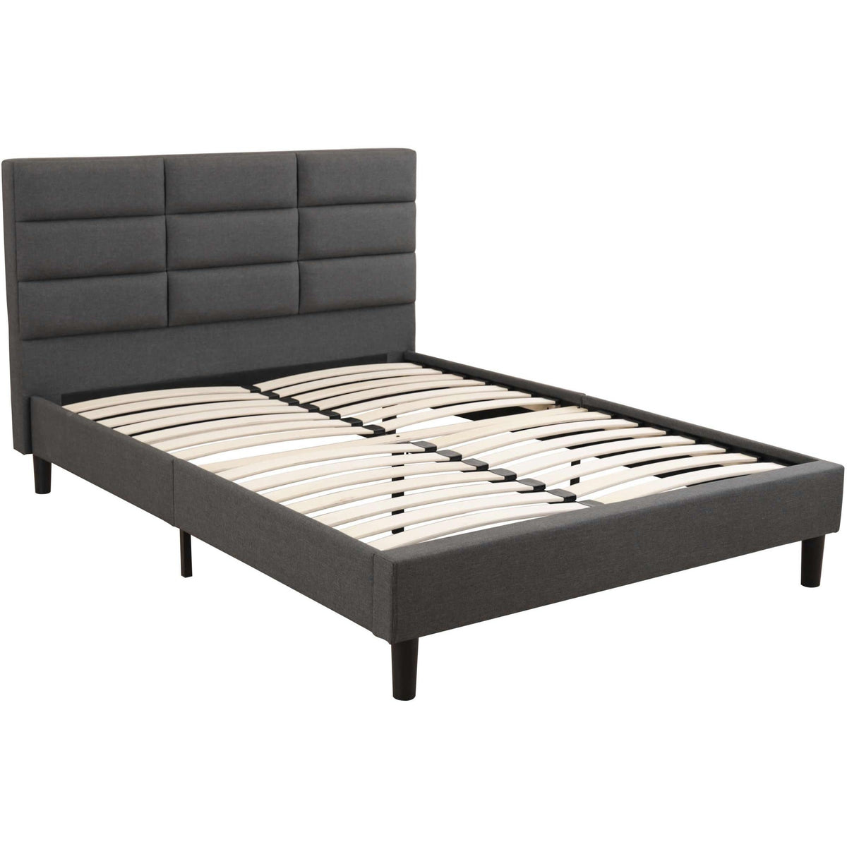  Primo International Shannon Queen Upholstered Platform Bed Shannon Queen Upholstered Platform Bed - Charcoal Grey IMAGE 1
