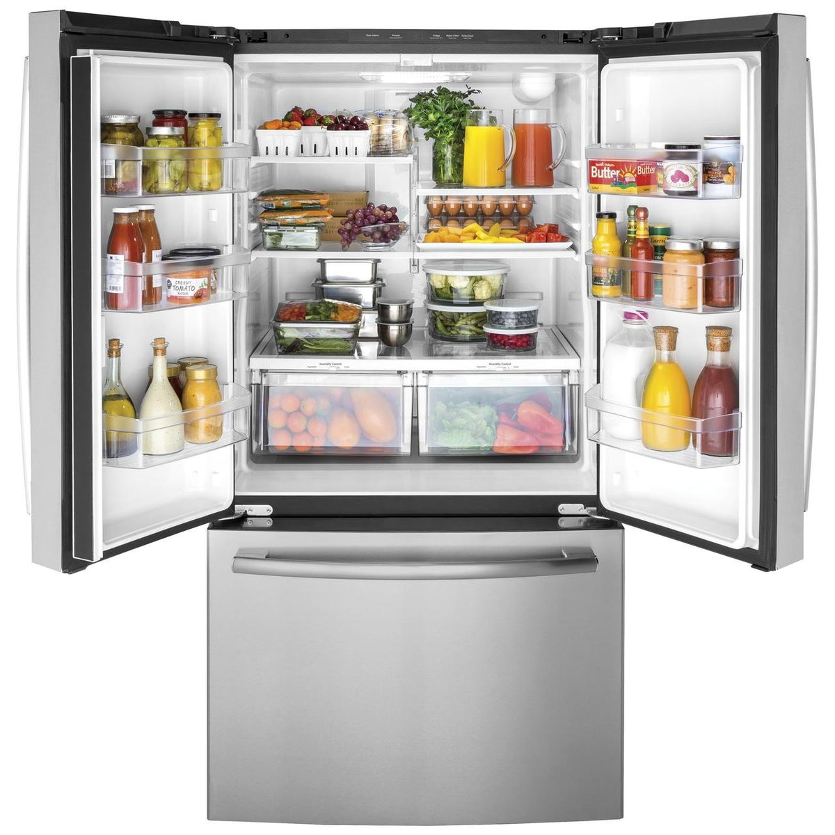  GE 36-inch, 27 cu.ft. Freestanding French 3-Door Refrigerator GNE27EYMFS IMAGE 3