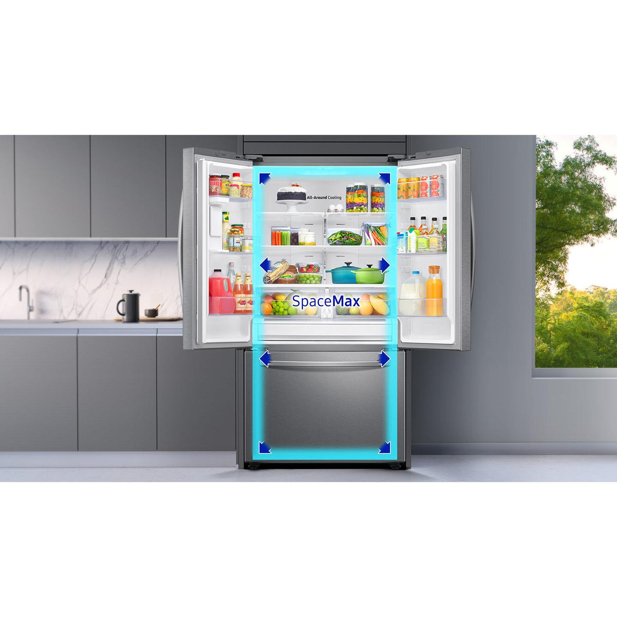  Samsung 36-inch, 28 cu.ft. Freestanding French 3-Door Refrigerator with Internal Water Dispenser RF28T5101SR/AA IMAGE 17