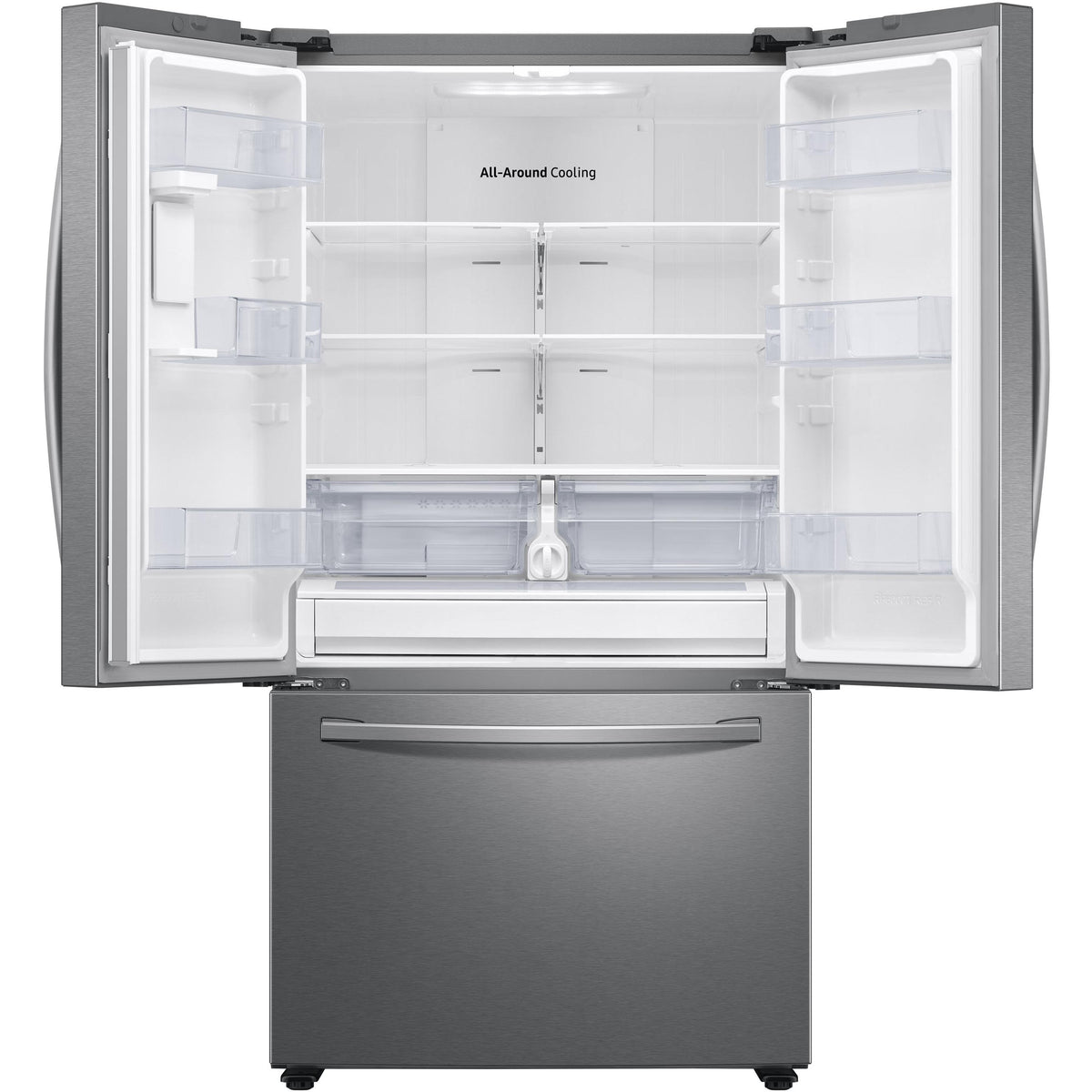  Samsung 36-inch, 28 cu.ft. Freestanding French 3-Door Refrigerator with Internal Water Dispenser RF28T5101SR/AA IMAGE 4