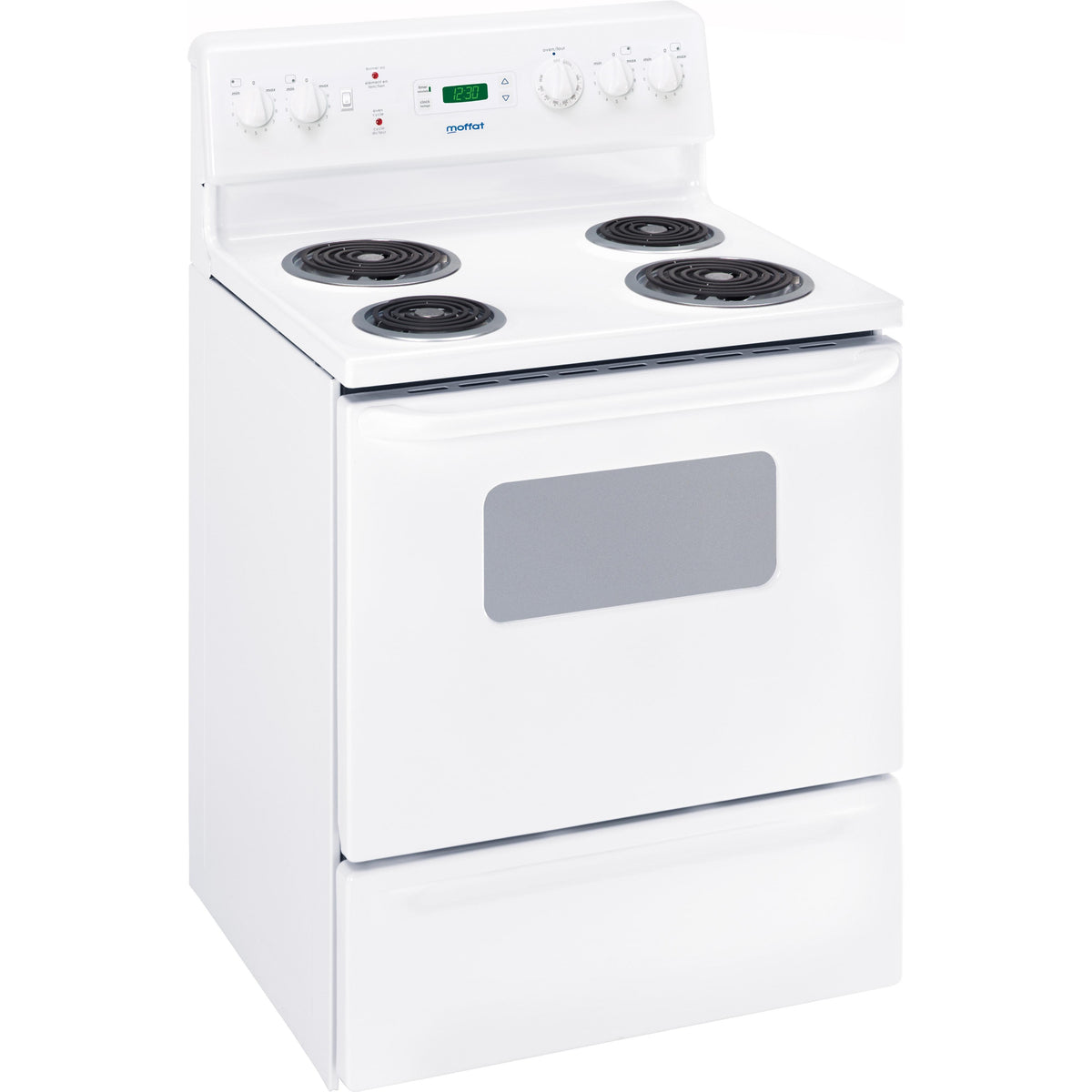  Moffat 30-inch Freestanding Electric Range with SensiTemp Coil Elements MCBS525DNWW IMAGE 1