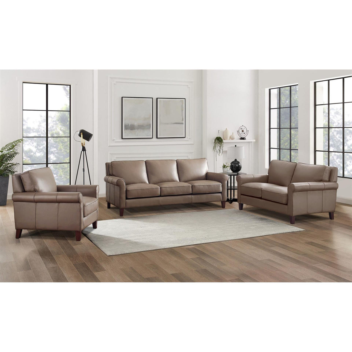  Amax Leather New London 6671-30-2518 Sofa - Bedford Taupe IMAGE 3