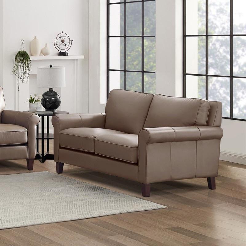  Amax Leather New London 6671-20-2518 Loveseat - Bedford Taupe IMAGE 2