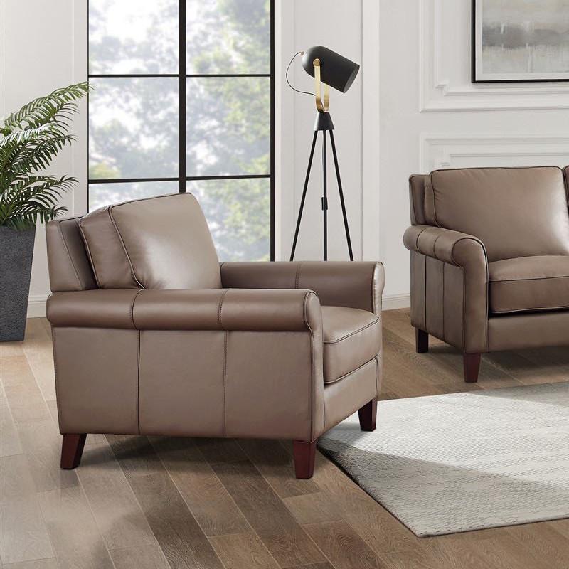  Amax Leather New London 6671-10-2518 Chair - Bedford Taupe IMAGE 2