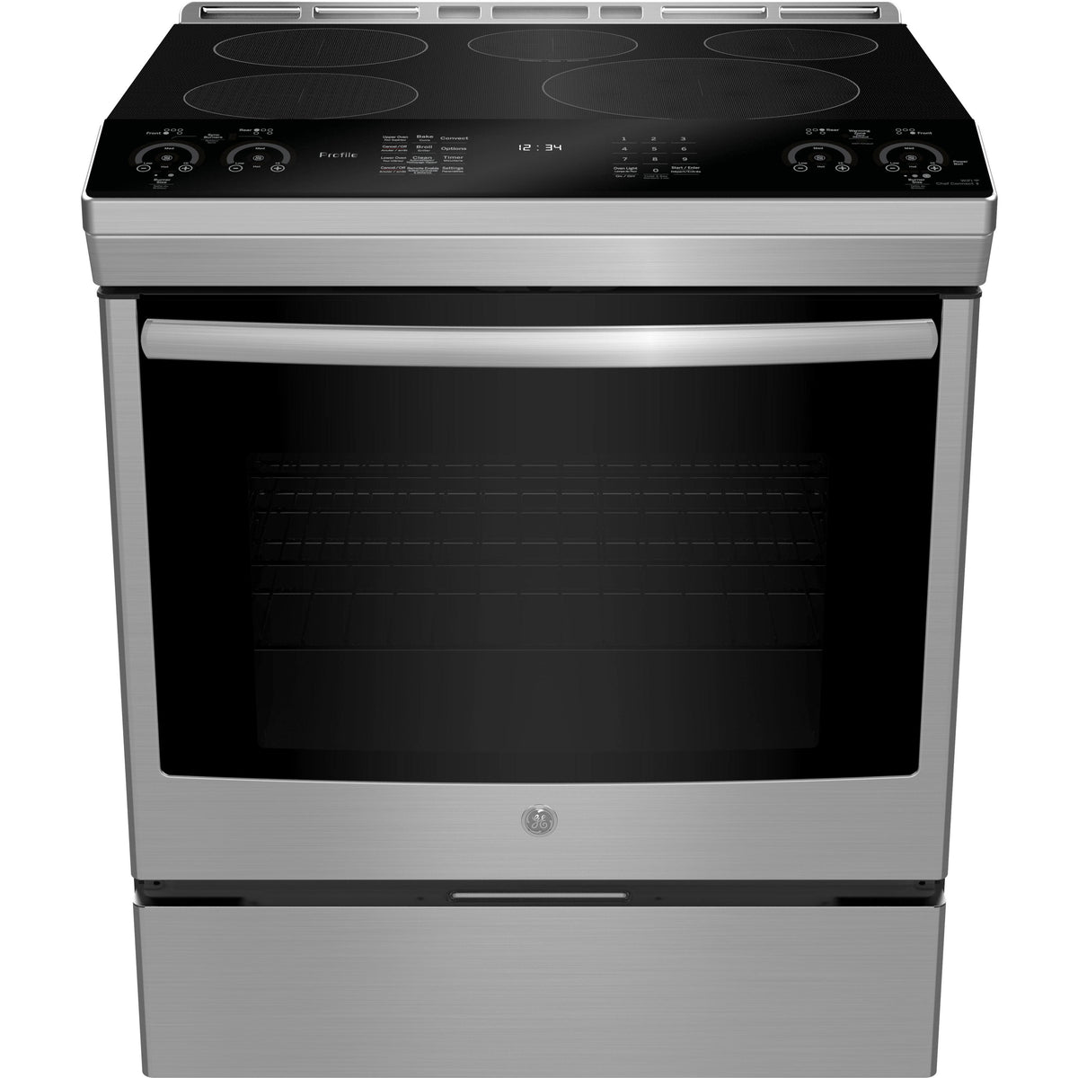  GE Profile 30-inch Slide-in Electric Induction Range with True European Convection Technology PCHS920YMFS IMAGE 1