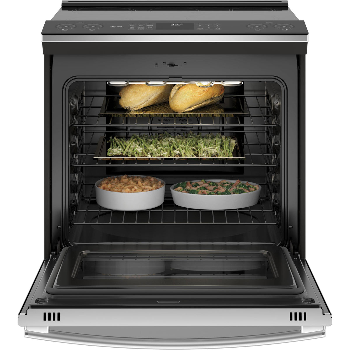  GE Profile 30-inch Slide-in Electric Induction Range with True European Convection Technology PCHS920YMFS IMAGE 3