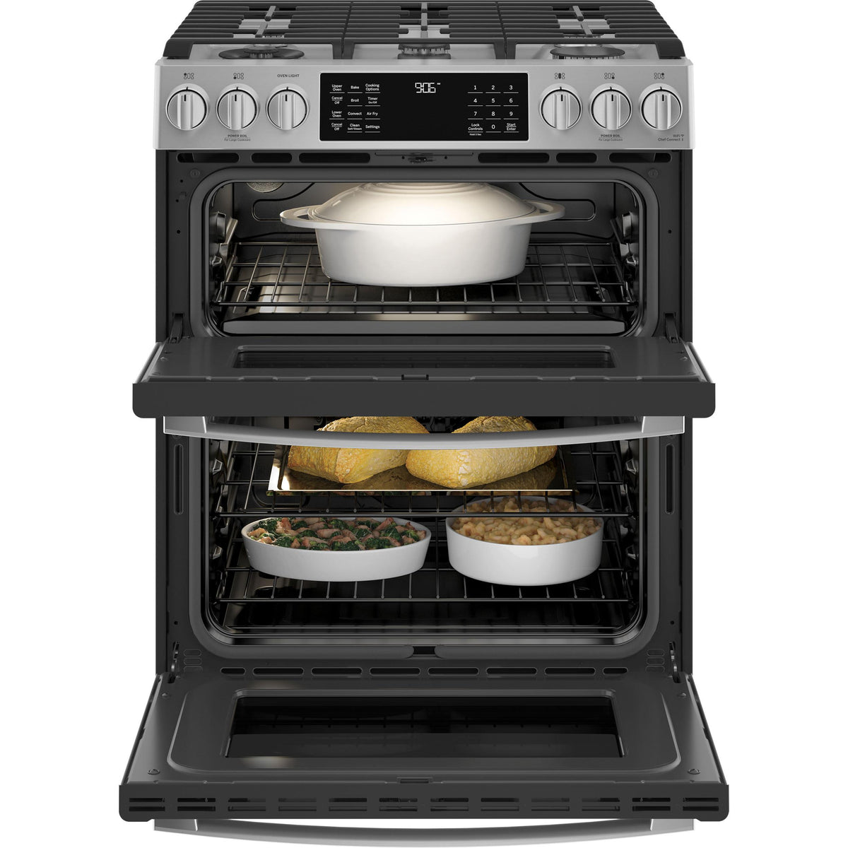  GE Profile 30-inch Slide-In Double Oven Gas Range with WiFi PCGS960YPFS IMAGE 3