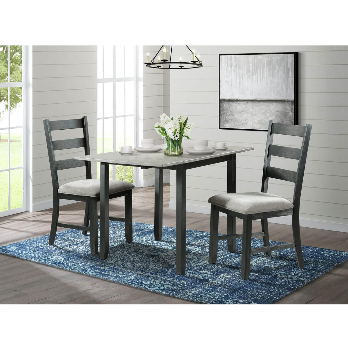  Elements International Martin DMT3003DLDS 3 pc Dinette - Grey/Black IMAGE 1