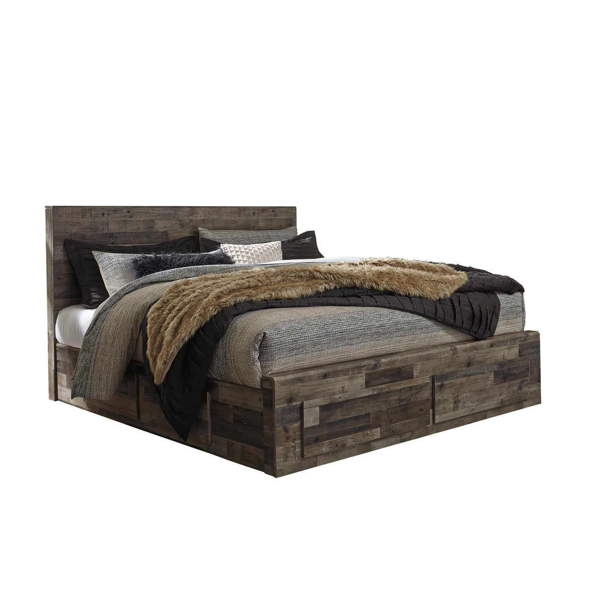  Benchcraft Derekson B200B19 King Panel Bed with 4 Storage Drawers IMAGE 1