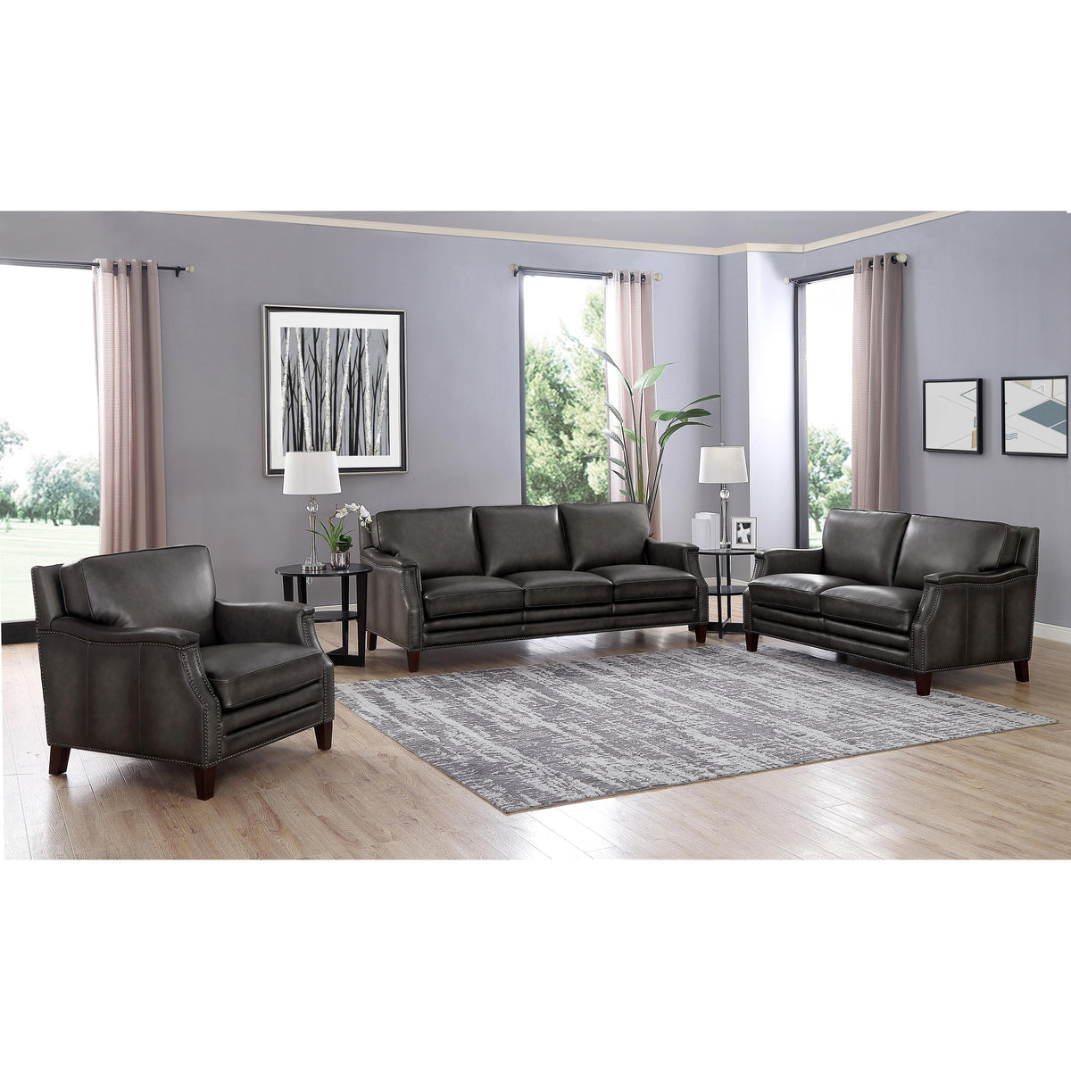  Amax Leather Romana 6681 Loveseat - Concord Ash IMAGE 3