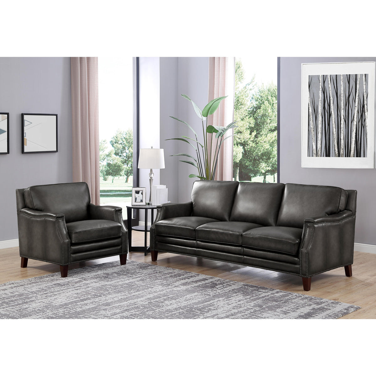  Amax Leather Romana 6681 Chair - Concord Ash IMAGE 2
