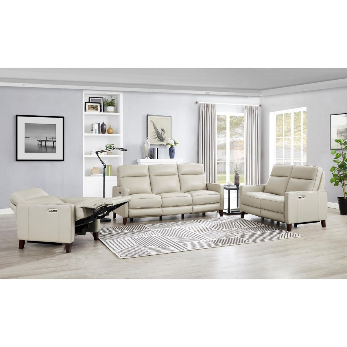  Amax Leather New Milan 7171 Zero Gravity Power Reclining Sofa - Vanilla IMAGE 3