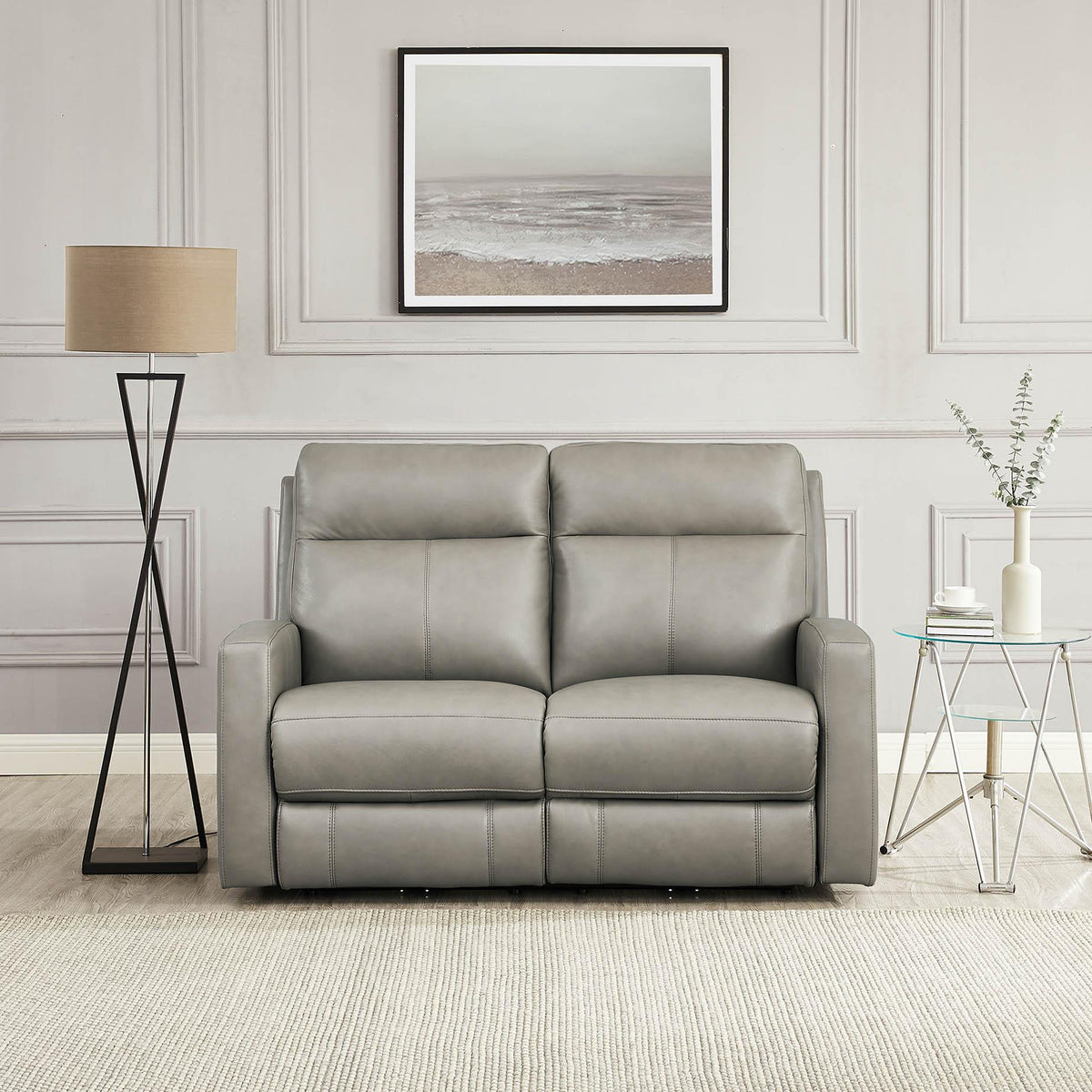  Amax Leather Modena 6806-20P2Z-2376 Power Reclining Loveseat - Bravo Concrete IMAGE 2