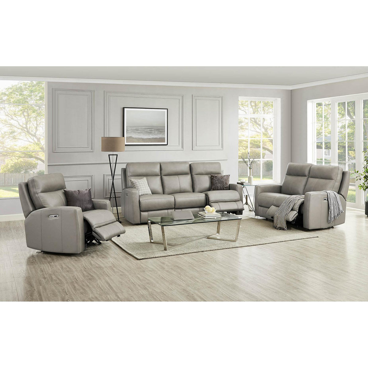  Amax Leather Modena 6806-20P2Z-2376 Power Reclining Loveseat - Bravo Concrete IMAGE 5