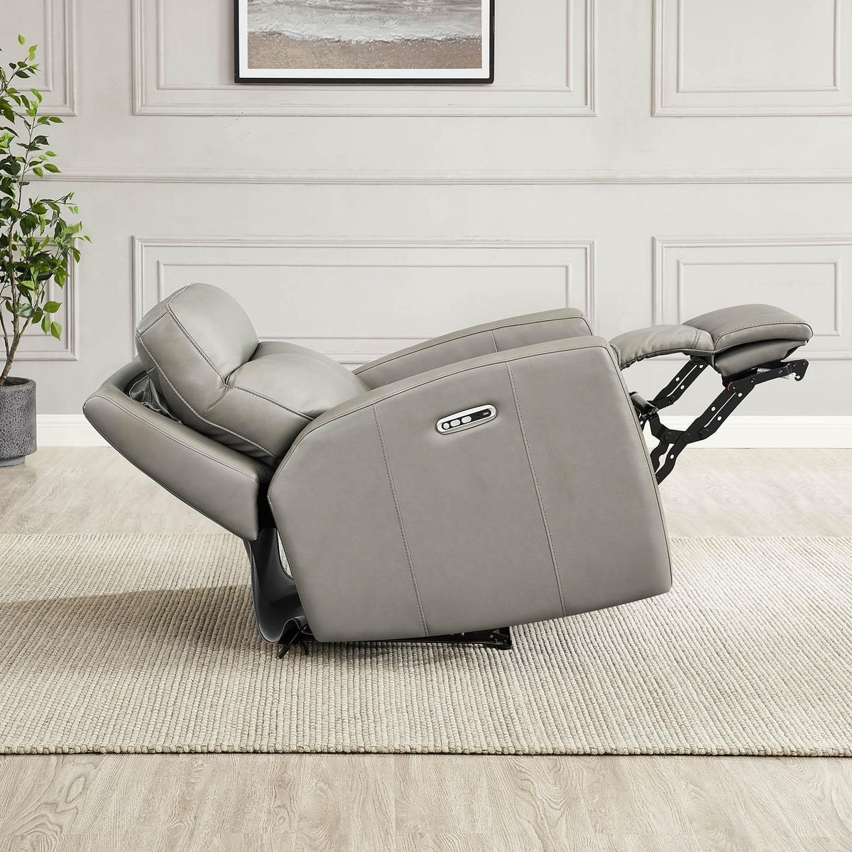  Amax Leather Modena 6806-10P2Z-2376 Power Recliner - Bravo Concrete IMAGE 4