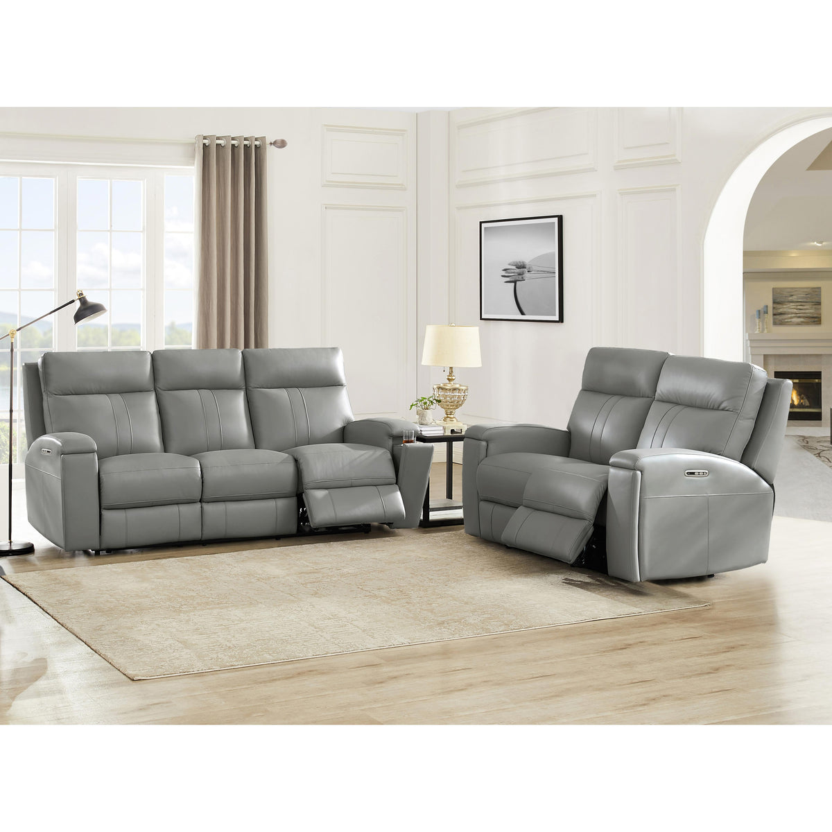  Amax Leather Sullivan 7076W Power Reclining Zero Grav. Sofa - Silver Gray IMAGE 5