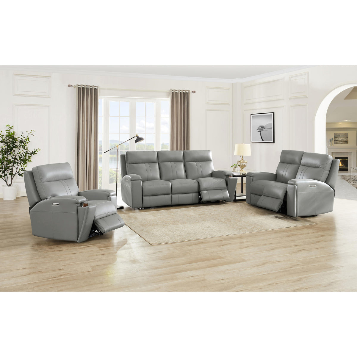  Amax Leather Sullivan 7076W-10P2Z-2517 Power Zero Grav. Recliner - Silver Gray IMAGE 12