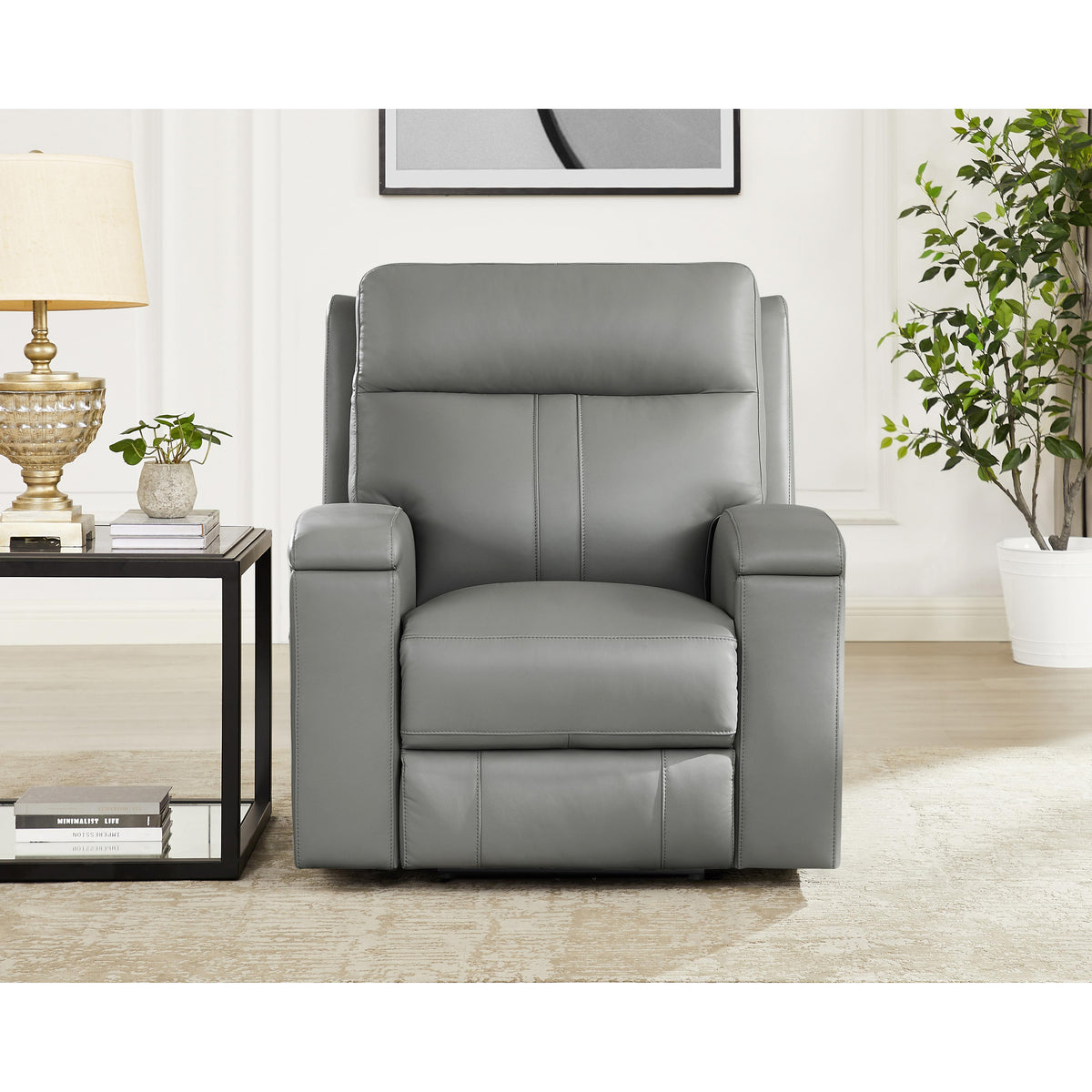  Amax Leather Sullivan 7076W-10P2Z-2517 Power Zero Grav. Recliner - Silver Gray IMAGE 2